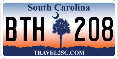 SC license plate BTH208