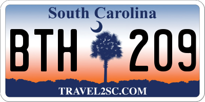 SC license plate BTH209