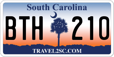 SC license plate BTH210