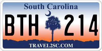 SC license plate BTH214