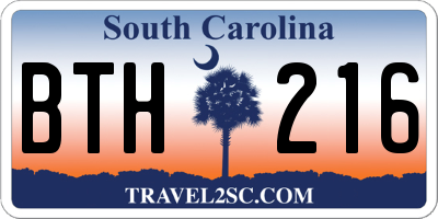 SC license plate BTH216
