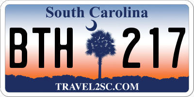 SC license plate BTH217