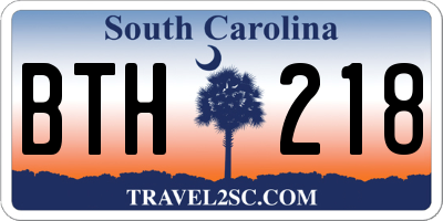 SC license plate BTH218