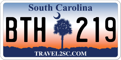 SC license plate BTH219