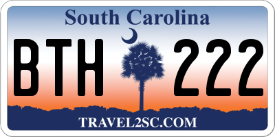 SC license plate BTH222