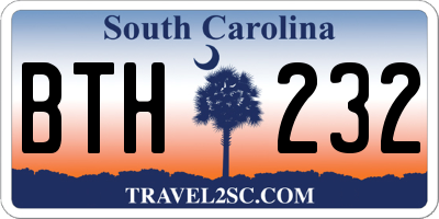 SC license plate BTH232