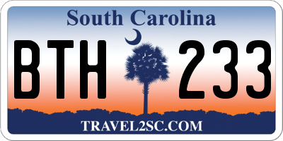 SC license plate BTH233