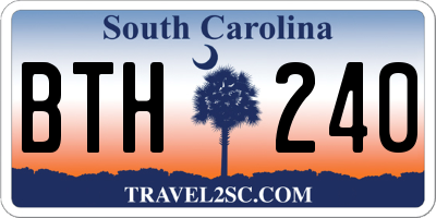 SC license plate BTH240