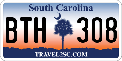 SC license plate BTH308