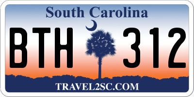SC license plate BTH312
