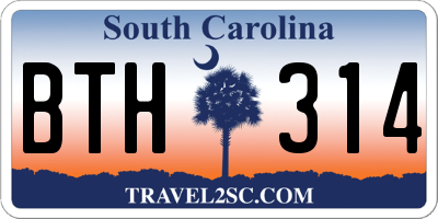 SC license plate BTH314