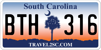 SC license plate BTH316