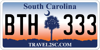 SC license plate BTH333