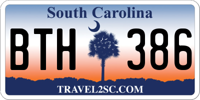 SC license plate BTH386