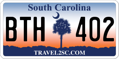 SC license plate BTH402