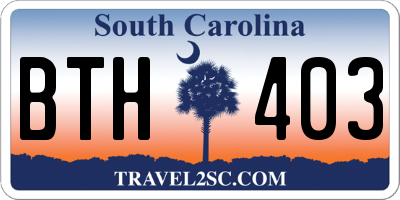 SC license plate BTH403
