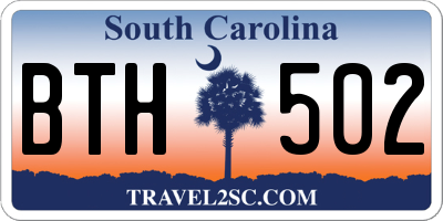 SC license plate BTH502