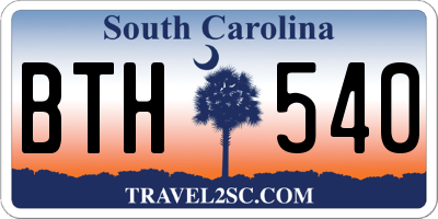 SC license plate BTH540