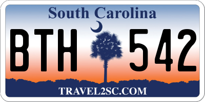 SC license plate BTH542