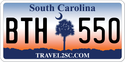 SC license plate BTH550