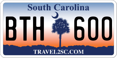 SC license plate BTH600