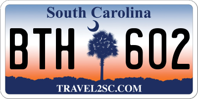 SC license plate BTH602