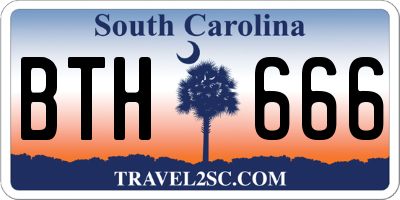 SC license plate BTH666