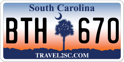 SC license plate BTH670