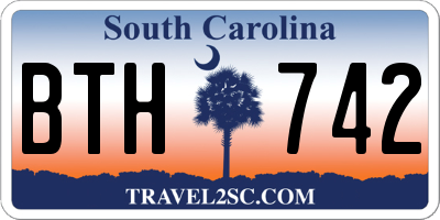 SC license plate BTH742