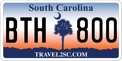 SC license plate BTH800