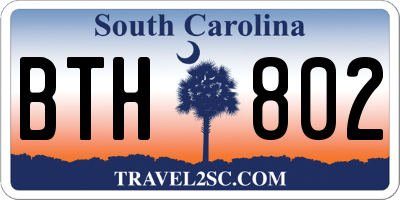 SC license plate BTH802
