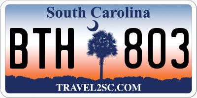 SC license plate BTH803