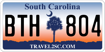 SC license plate BTH804