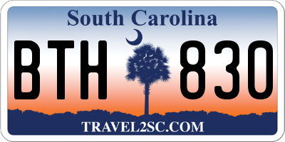 SC license plate BTH830
