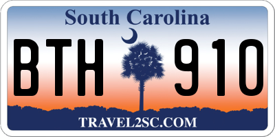 SC license plate BTH910