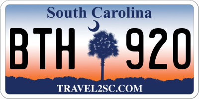 SC license plate BTH920