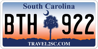 SC license plate BTH922
