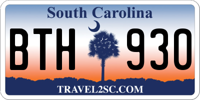 SC license plate BTH930