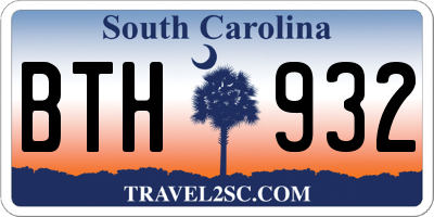 SC license plate BTH932