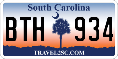 SC license plate BTH934