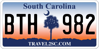 SC license plate BTH982