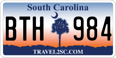 SC license plate BTH984