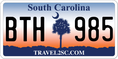 SC license plate BTH985