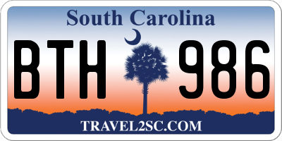 SC license plate BTH986