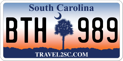 SC license plate BTH989