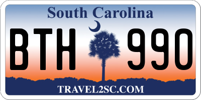 SC license plate BTH990