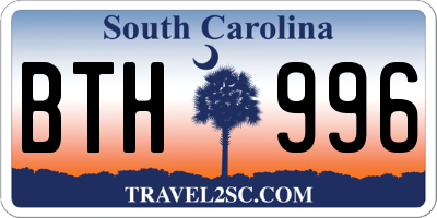 SC license plate BTH996