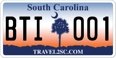 SC license plate BTI001