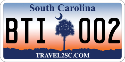 SC license plate BTI002