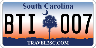 SC license plate BTI007